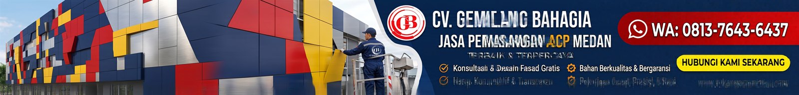 CV Gemilang Bahagia, jasa pemasangan ACP Medan. Hubungi WhatsApp 0813-7643-6437.