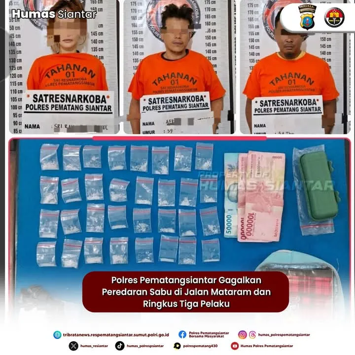 Polres Pematangsiantar Ungkap Peredaran Sabu di Kos-kosan, Ringkus Tiga Pelaku