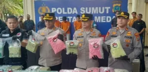 Polrestabes Medan Ringkus 3 Kurir Jaringan Malaysia, 20 Kg Sabu dan 58.750 Butir Pil Ekstasi Disita