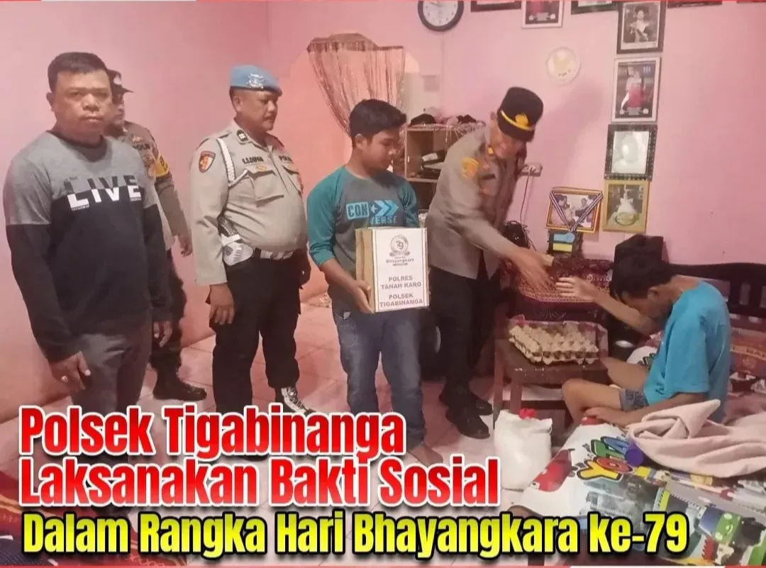 Sambut Hari Bhayangkara ke-79, Polsek Tigabinanga Salurkan Bantuan Sosial
