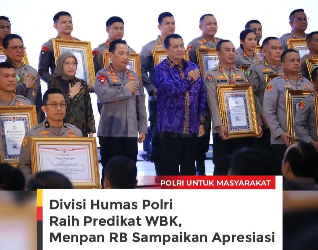 Divisi Humas Polri Terima Penghargaan Zona Integritas dengan Predikat WBK