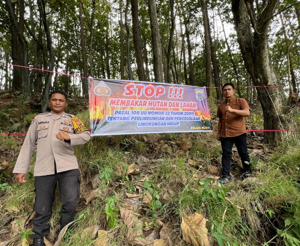 Polsek Munte Pasang Spanduk Imbau Warga Cegah Karhutla di Karo