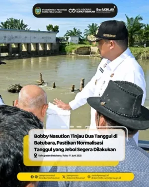 Gubsu Tinjau Dua Tanggul di Batubara dan Segera Perbaikan dan Pengerjaan
