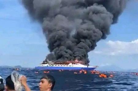 Kapal Barcelona 5 Terbakar di Pulau Talise, Polda Sulut Tetapkan Nakhoda Jadi Tersangka