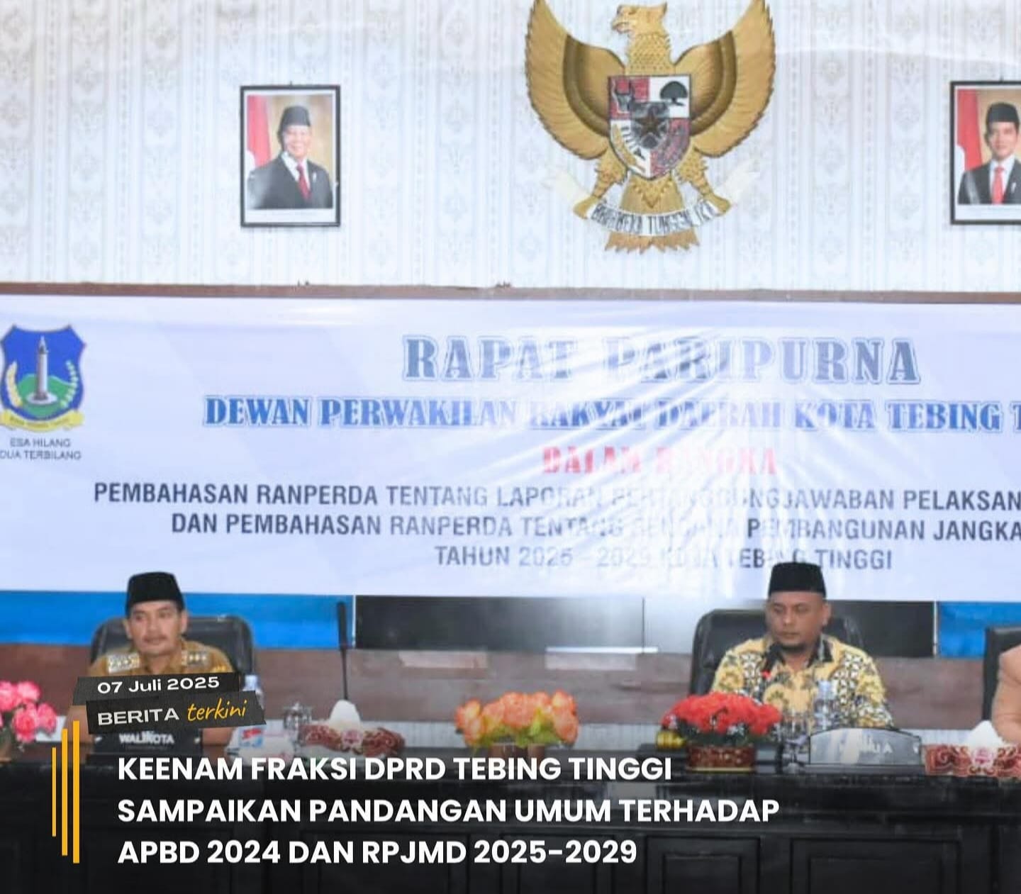 6 Fraksi DPRD Tebingtinggi Sampaikan Pandangan Umum Terhadap Pelaksanaan APBD 2024 dan RPJMD 2025-2029