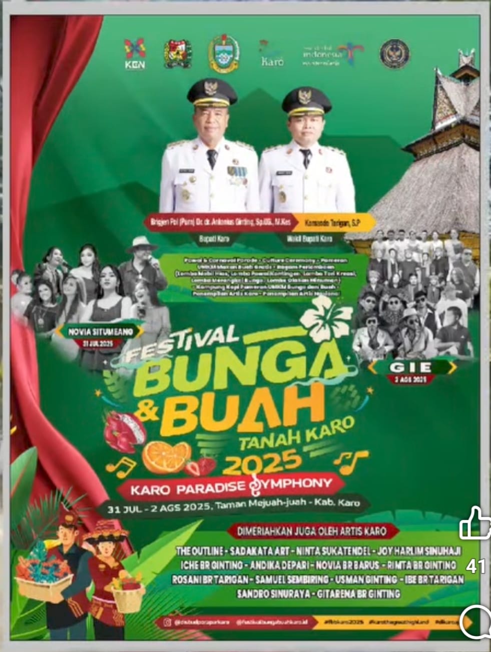 Festival Bunga dan Buah di Taman Mejuah-Juah Berastagi Karo akan Dimulai Besok