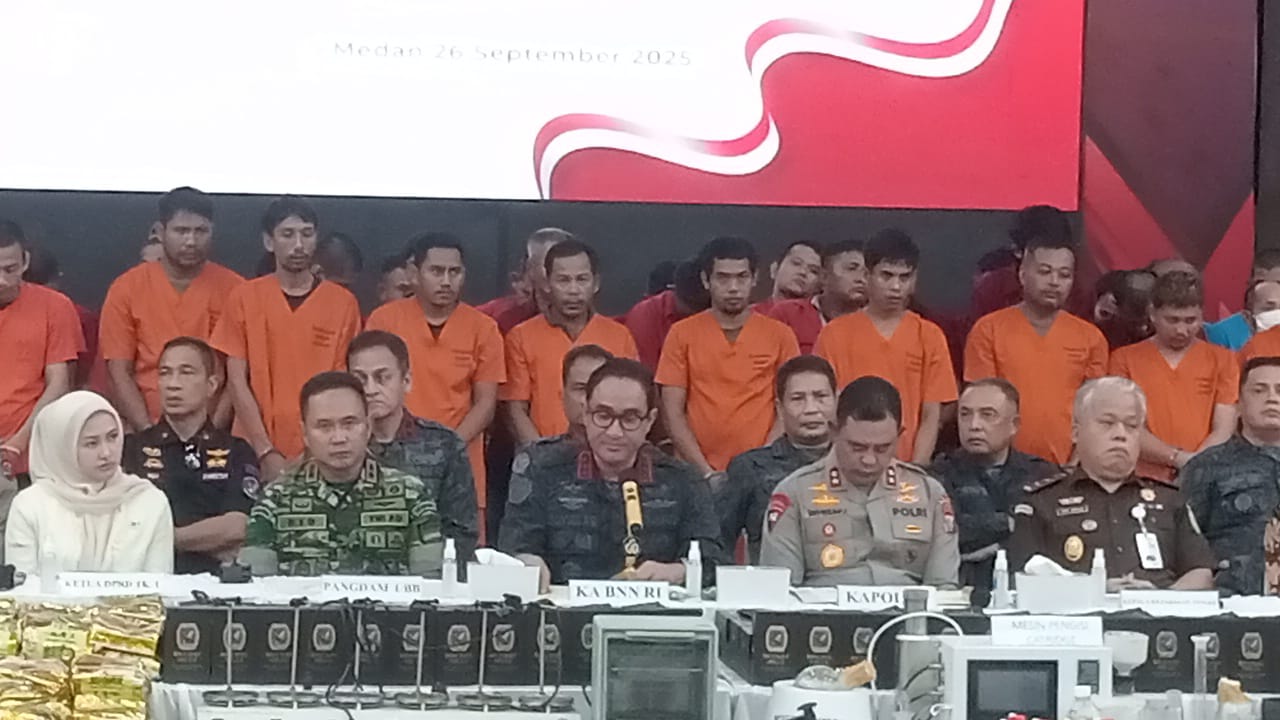 Kolaborasi BNN RI, Polda Sumut dan Polda Aceh Ungkap 1,7 Ton Narkoba