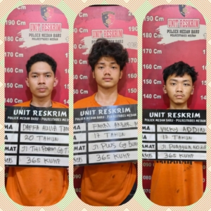 Polsek Medan Baru Ciduk Tiga Pelaku Spesialis Begal Bersajam