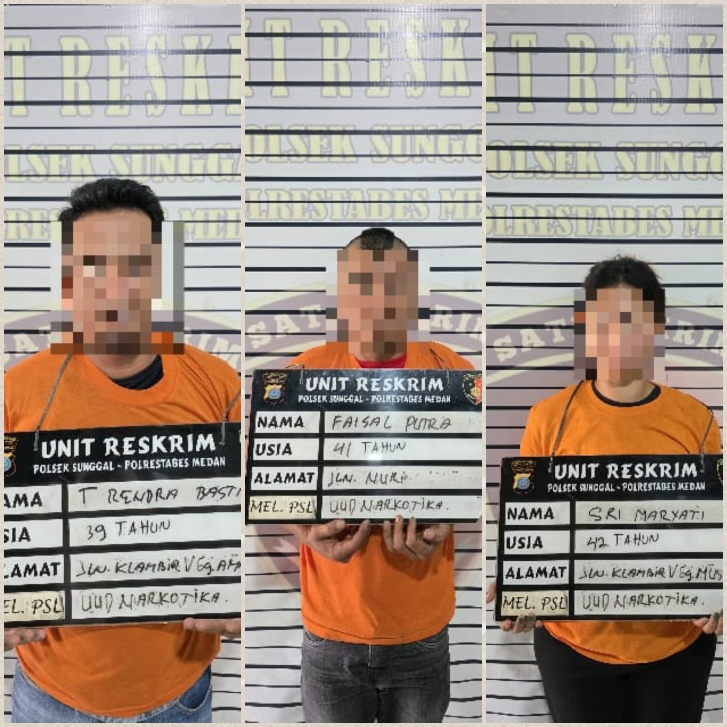 Polsek Sunggal Gerebek Sarang Narkoba di Jalan Klambir V, Seorang Pengedar dan Dua Pengguna Diringkus