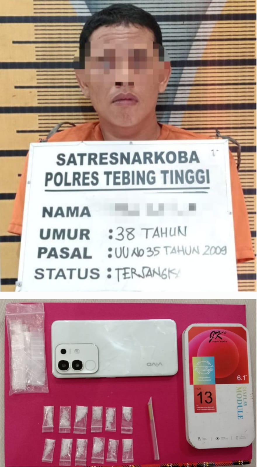 Edarkan Sabu, Seorang Pria Diciduk Polres Tebingtinggi