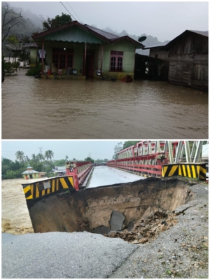 Kondisi Taput Banjir, Longsor dan Jembatan Aek Puli di Simangumban Amblas