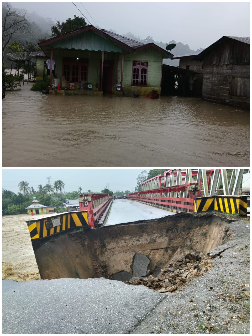 Kondisi Taput Banjir, Longsor dan Jembatan Aek Puli di Simangumban Amblas