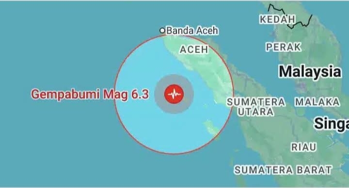 Gempa Bumi 6,3 SR Guncang Aceh dan Karo