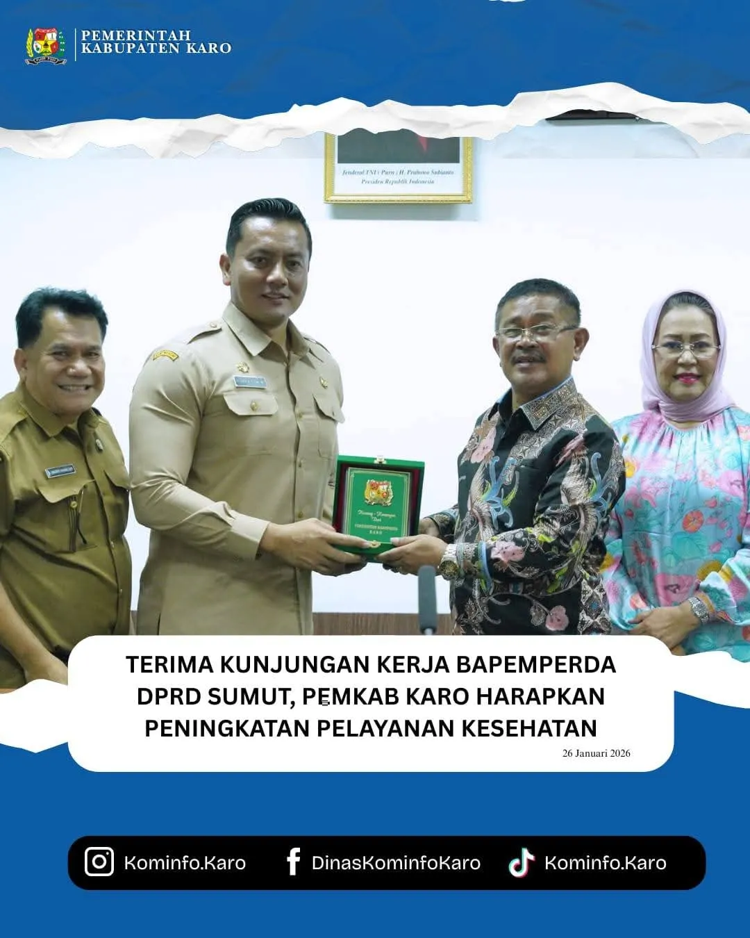 Bapemperda DPRD Sumut Kunjungan Kerja ke Kantor Bupati Karo