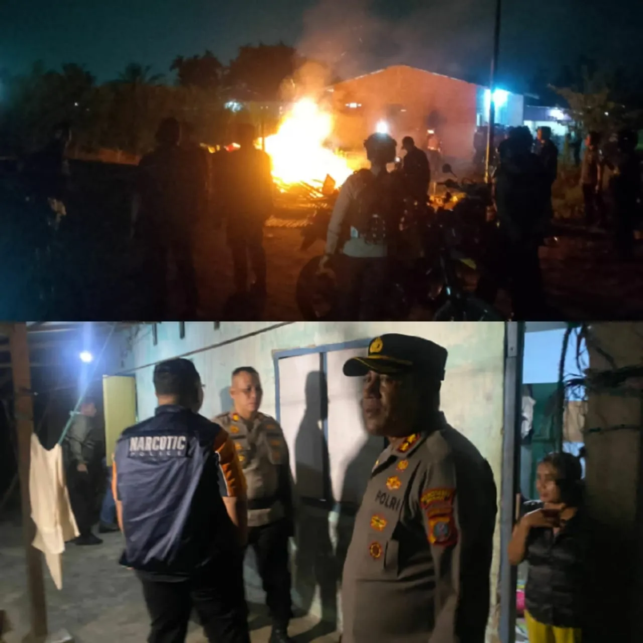 Digempur Tengah Malam, Barak Narkoba di Jermal Dirobohkan dan Dibakar Polisi