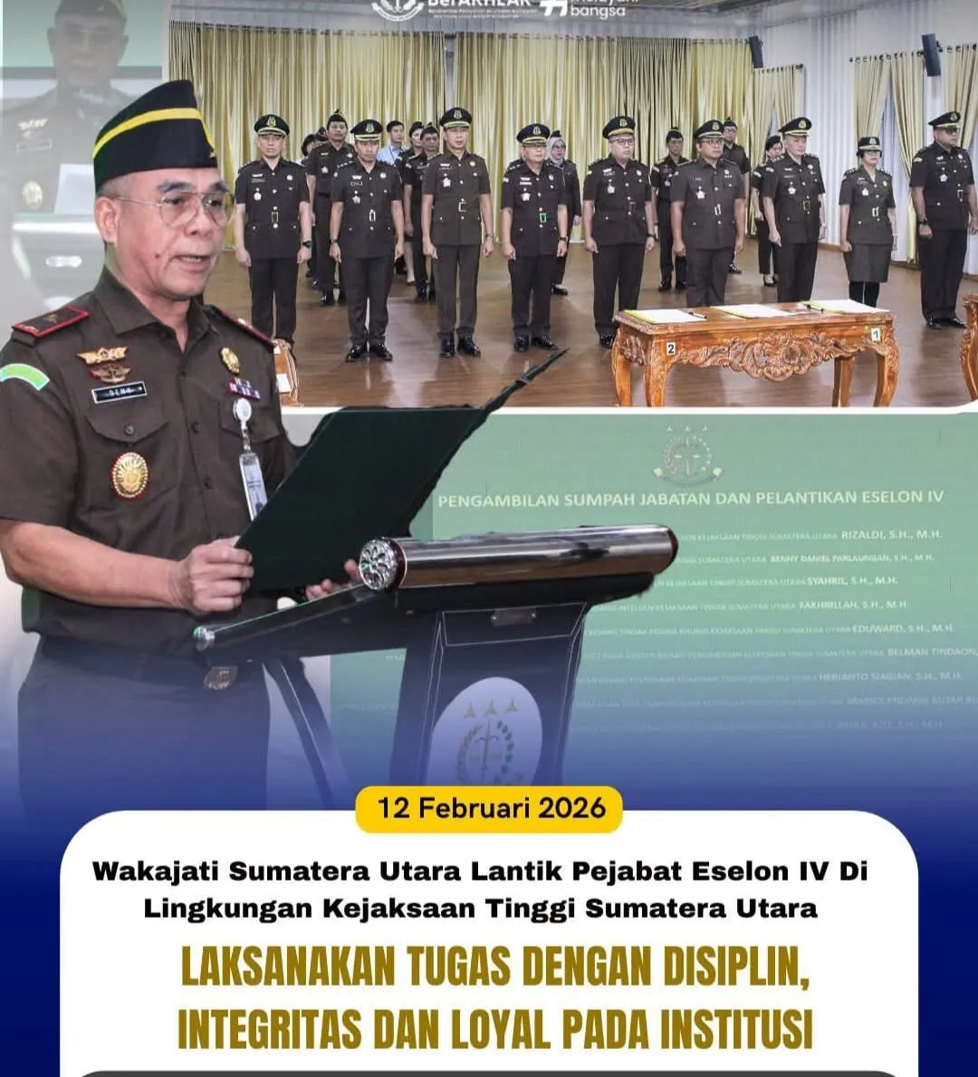 9 orang Pejabat Eselon IV Dilantik Kejati Sumut