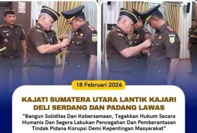 Kajati Sumut Lantik Kajari Deliserdang dan Padang Lawas