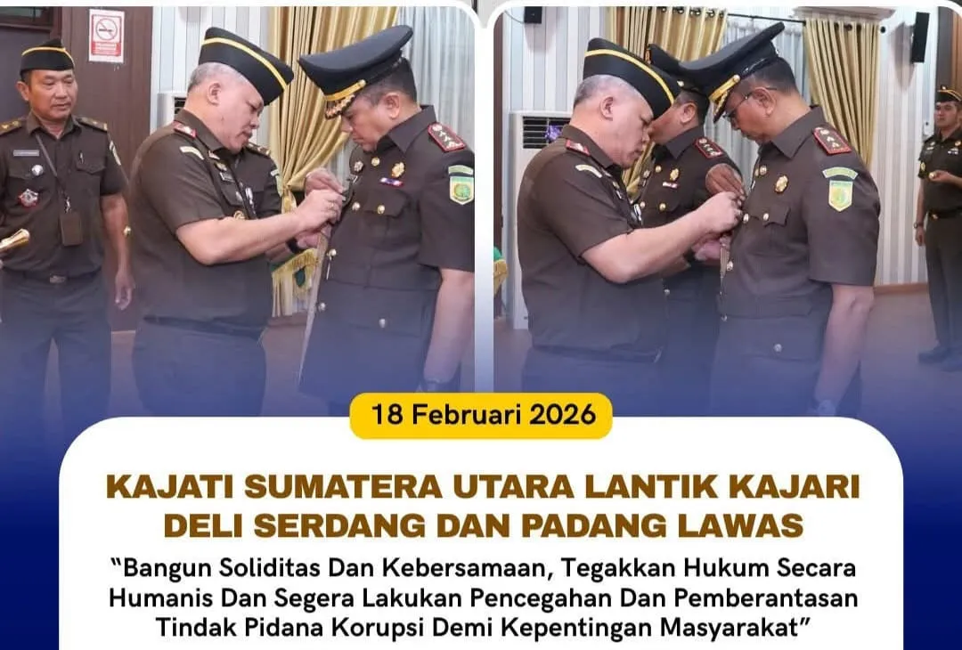Kajati Sumut Lantik Kajari Deliserdang dan Padang Lawas