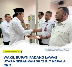 Wakil Bupati Serahkan SK 12 Pelaksana Tugas di Lingkungan Pemerintah Padang Lawas Utara
