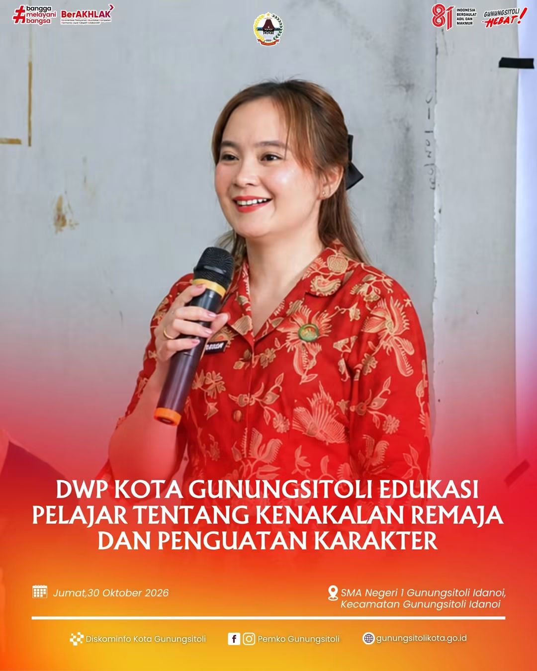 DWP Kota Gunungsitoli memberikan edukasi tentang kenakalan remaja kepada pelajar.